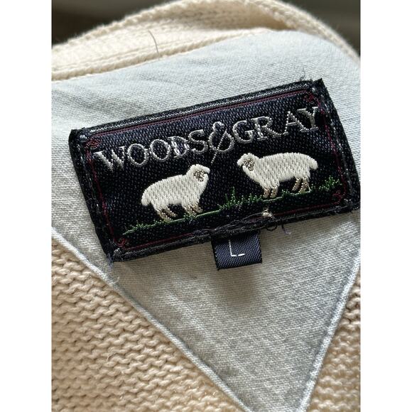 Woods & Gray Mens Sweater Cardigan Large Blue Knit Grandpa Outdoors VINTAGE - Picture 3 of 10